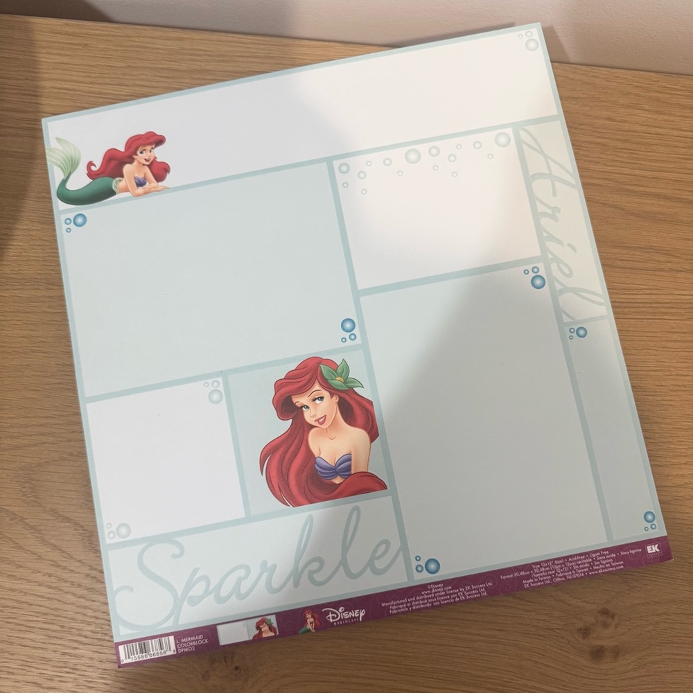 Vintage Disney Ariel Little Mermaid 12”x12” Scrapbook Paper Lot